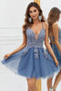 Load image into Gallery viewer, A Line Spaghetti Straps Blush Short Homecoming Dress with Criss Cross Back