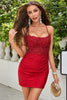 Load image into Gallery viewer, Bodycon Spaghetti Straps Dark Red Short Homecoming Dress with Appliques