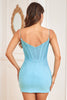 Load image into Gallery viewer, Sheath Spaghetti Straps Red Short Homecoming Dress with Beading