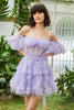 Load image into Gallery viewer, Stylish A Line Off the Shoulder Fuchsia Tulle Corset Homecoming Dress