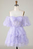 Load image into Gallery viewer, Stylish A Line Off the Shoulder Fuchsia Tulle Corset Homecoming Dress