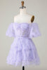 Load image into Gallery viewer, Stylish A Line Off the Shoulder Fuchsia Tulle Corset Homecoming Dress