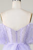 Load image into Gallery viewer, Stylish A Line Off the Shoulder Fuchsia Tulle Corset Homecoming Dress