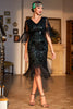 Load image into Gallery viewer, Dark Green V-neck Fringed Roaring 20s Party Dress