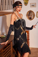 Load image into Gallery viewer, Spaghetti Straps Sparkly Champagne Sequins 1920s Dress with Fringes