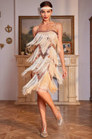 Load image into Gallery viewer, Spaghetti Straps Sparkly Champagne Sequins 1920s Dress with Fringes