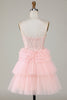 Load image into Gallery viewer, Cute A-Line Sweetheart Blue Corset Short Homecoming Dress with Ruffles