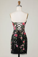 Load image into Gallery viewer, Sweetheart Black Tight Short Homecoming Dress with Appliques