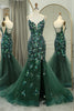 Load image into Gallery viewer, Sparkly Dark Green Mermaid Long Appliqued Prom Dress With Slit