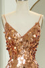 Load image into Gallery viewer, Glitter Rose Golden Beaded Sequins Mermaid Long Prom Dress With Slit