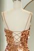 Load image into Gallery viewer, Glitter Rose Golden Beaded Sequins Mermaid Long Prom Dress With Slit