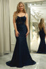 Load image into Gallery viewer, Black Mermaid Spaghetti Straps Long Prom Dress With Embroidery