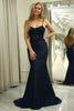 Load image into Gallery viewer, Black Mermaid Spaghetti Straps Long Prom Dress With Embroidery