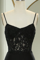 Load image into Gallery viewer, Black Mermaid Spaghetti Straps Long Corset Prom Dress