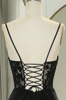 Load image into Gallery viewer, Black Mermaid Spaghetti Straps Long Corset Prom Dress