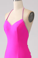 Load image into Gallery viewer, Fuchsia Mermaid Halter Neck Backless Long Prom Dress