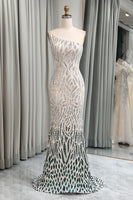 Load image into Gallery viewer, Dark Green Sequined Appliques Mermaid One Shoulder Long Prom Dress