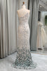Load image into Gallery viewer, Dark Green Sequined Appliques Mermaid One Shoulder Long Prom Dress