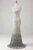 Load image into Gallery viewer, Sparkly Mermaid One Shoulder Dark Green Sequins Long Prom Dress