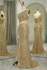 Load image into Gallery viewer, Glitter Golden Cut Out One Shoulder Long Prom Dress With Slit