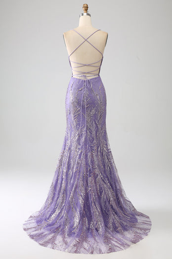Sparkly Mermaid Lilac Long Prom Dress