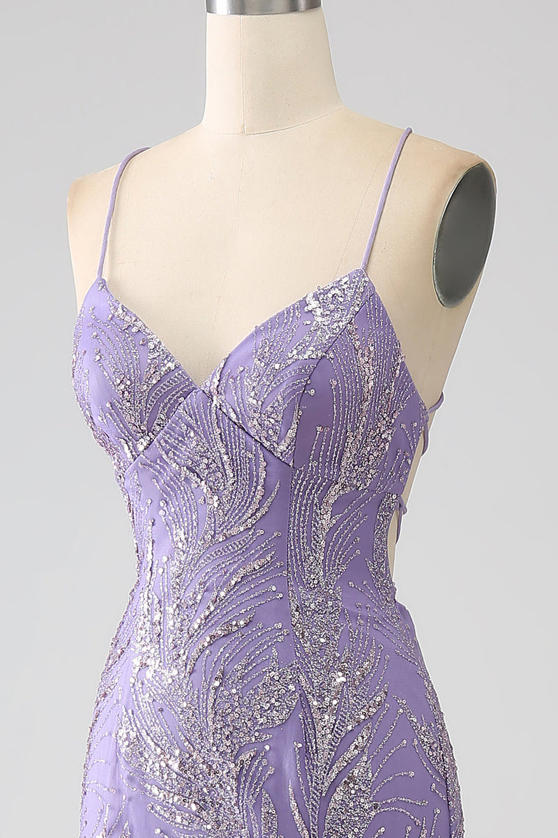 Load image into Gallery viewer, Sparkly Mermaid Lilac Long Prom Dress