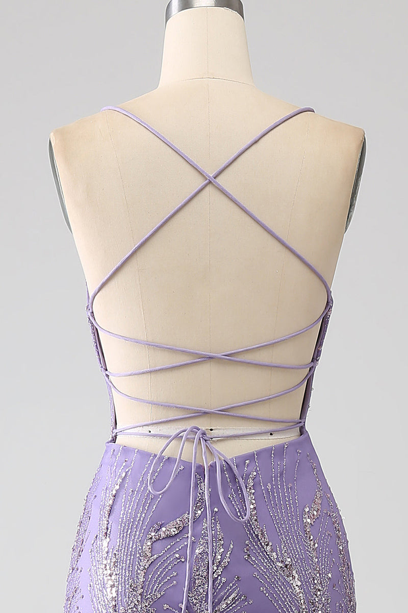 Load image into Gallery viewer, Sparkly Mermaid Lilac Long Prom Dress