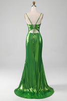 Load image into Gallery viewer, Sparkly Hot Pink Mermaid Simple Prom Dress With Slit