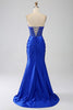 Load image into Gallery viewer, Mermaid Strapless Royal Blue Corset Prom Dress with Beading
