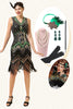 Load image into Gallery viewer, Sheath Green Gatsby 1920s Dress with 20s Accessories Set