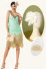 Load image into Gallery viewer, Sequins Green Short 1920s Party Dress With 20s Accessories Set