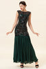 Load image into Gallery viewer, Green Beading Long Flapper Dress with 1920s Accessories Set