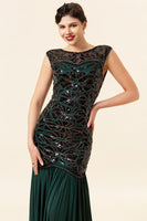 Load image into Gallery viewer, Green Beading Long Flapper Dress with 1920s Accessories Set