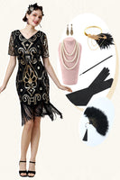 Load image into Gallery viewer, Vintage Fringed Glitter Flapper Dress with 1920s Accessories Set
