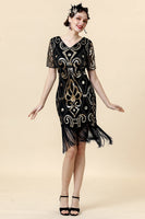 Load image into Gallery viewer, Vintage Fringed Glitter Flapper Dress with 1920s Accessories Set
