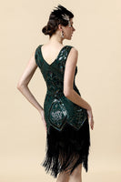 Load image into Gallery viewer, Green Fringed Gatsby Dress with 20s Accessories Set