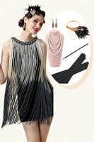 Load image into Gallery viewer, Apricot Fringed Flapper Dress with 20s Accessories Set
