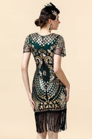 Load image into Gallery viewer, Sequins Green Glitter Flapper Dress with 1920s Accessories Set