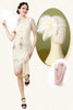 Load image into Gallery viewer, Champagne Sequins Fringed Flapper Dress with 20s Accessories Set