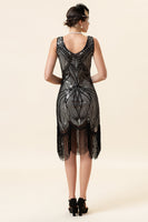 Load image into Gallery viewer, Sequins Fringed Flapper Dress with 1920s Accessories Set