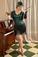 Load image into Gallery viewer, Green Plus Size 1920s Gatsby Dress with 20s Acessories Set
