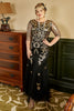 Load image into Gallery viewer, Black and Golden Plus Size 1920s Gatsby Dress with 20s Acessories Set