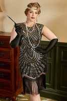 Load image into Gallery viewer, Golden Sequins Plus Size 1920s Gatsby Dress with 20s Acessories Set