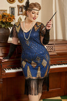 Load image into Gallery viewer, Royal Blue Plus Size 1920s Gatsby Dress with 20s Acessories Set