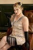 Load image into Gallery viewer, Apricot Sequins 1920s Plus Size Dress with 20s Acessories Set