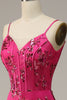 Load image into Gallery viewer, Hot Pink Sequins Print Mermaid Prom Dress