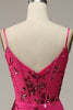 Load image into Gallery viewer, Hot Pink Sequins Print Mermaid Prom Dress
