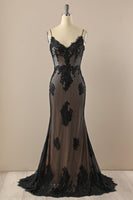 Load image into Gallery viewer, Black V neck Beaded Prom Dress
