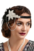 Load image into Gallery viewer, 1920s Black and Gold Feather Beaded Headband