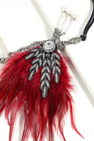 Load image into Gallery viewer, Black Beaded Feather Pearl 1920s Flapper Headband
